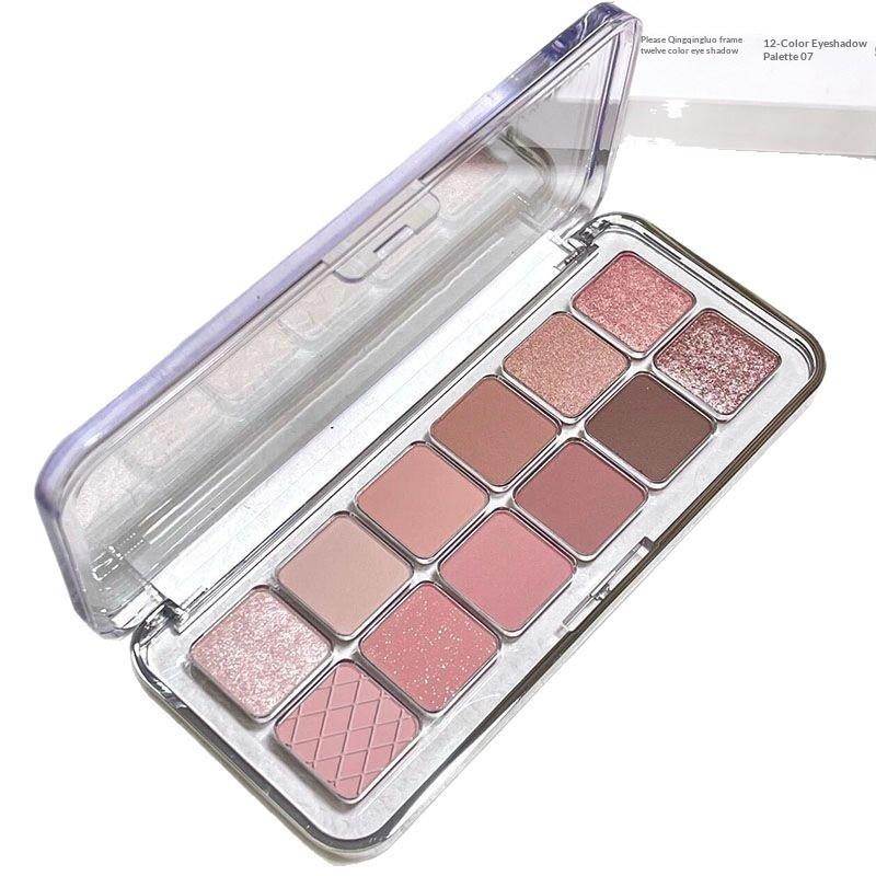 Phấn mắt 12 màu phong cách Hàn Quốc, độ bão hòa thấp, kết cấu mờ và lấp lánh,…