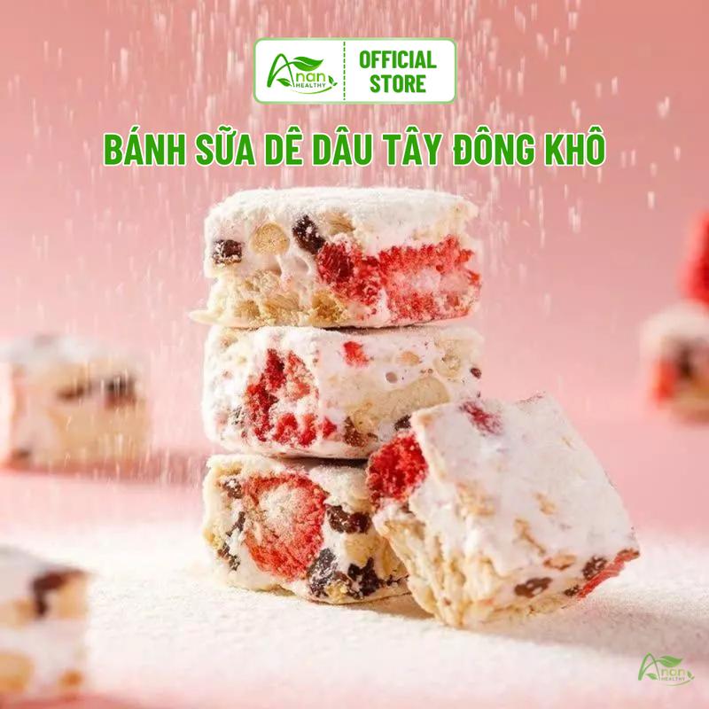  Bánh Sữa Dê Dâu Tây Đông Khô Mềm Ngọt Snack Food - AnAn Healthy Cake Thức Ăn 