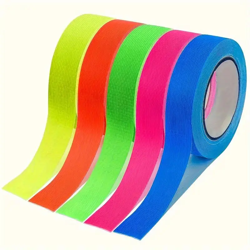 Fluorescent Fiber Tape, 5 Counts High Viscosity Stage Light Tape, Matte Masking Tape for Party Decoration