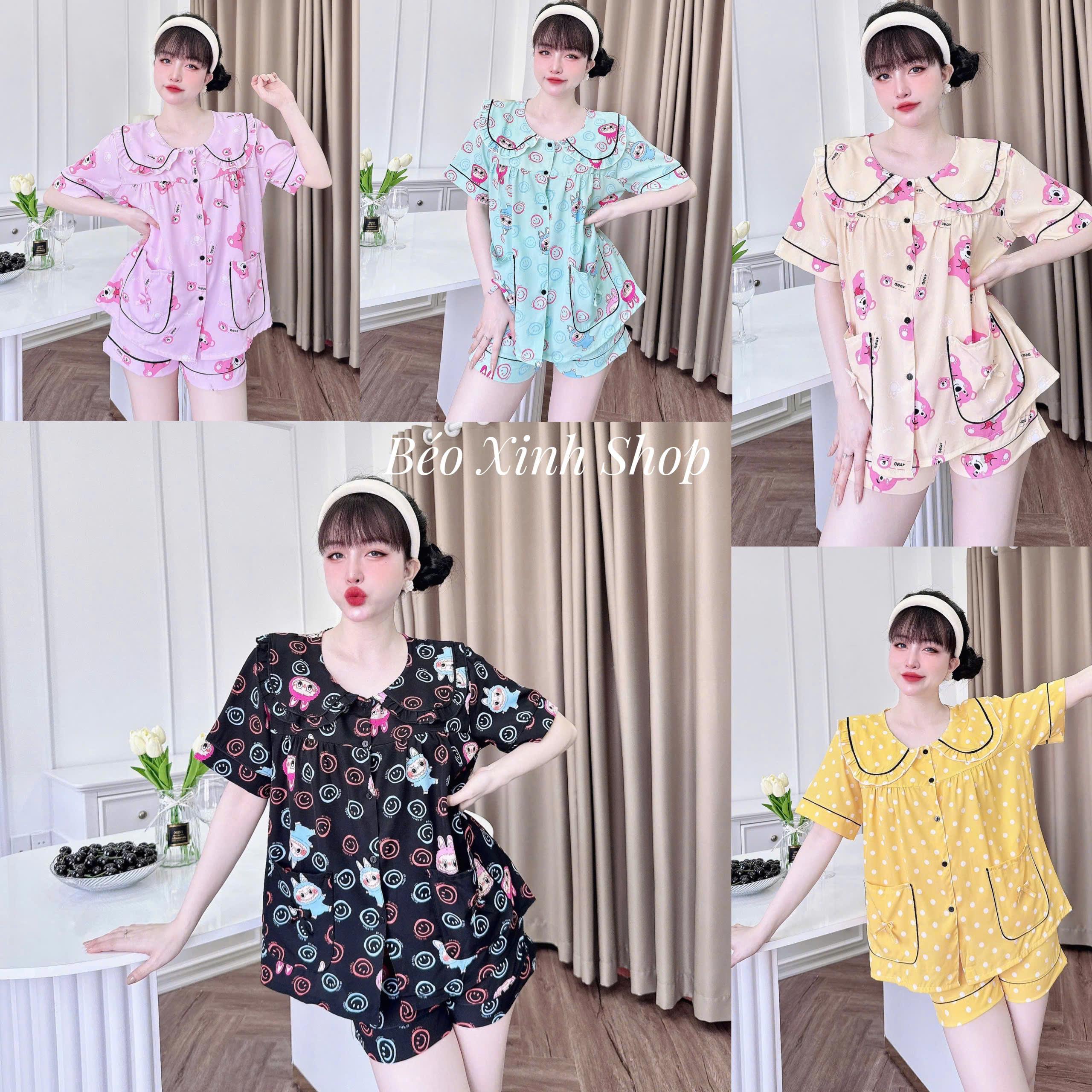 Đồ Bộ - Đồ Ngủ Quần Áo Đùi Pijama Bigsize 50-100kg Vải Lụa Nhật Bộ Ngủ Nữ Nhung Lịch Women Quần Ngủ - A.5033
