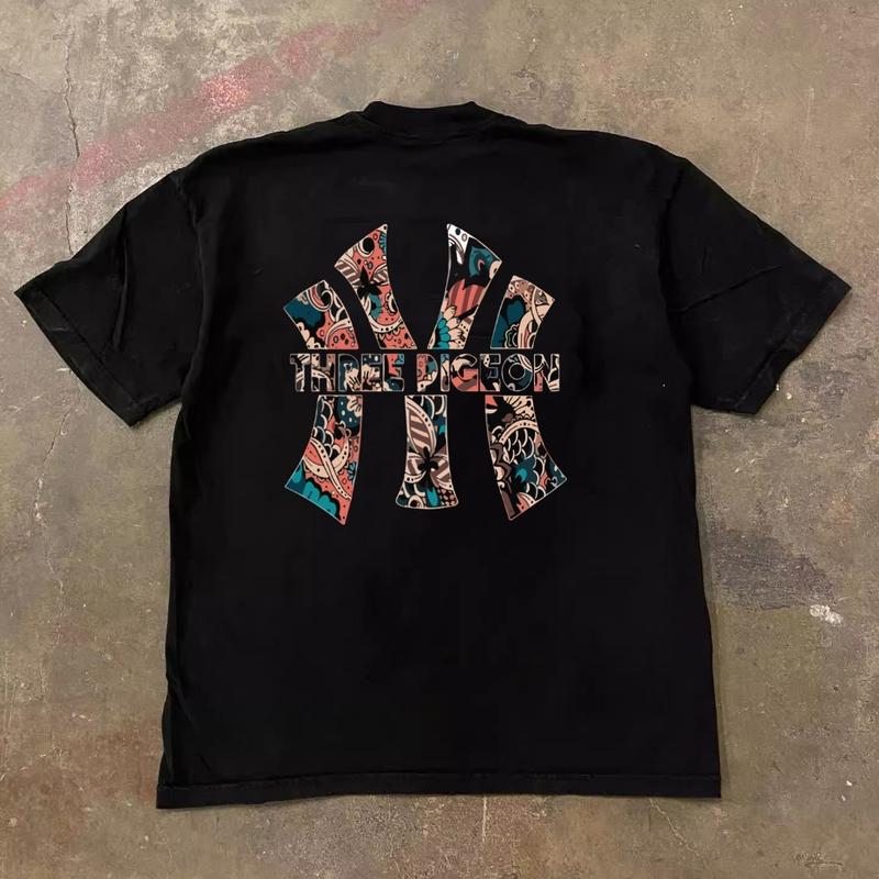 American retro Style T-shirt Oversize Trendy ins PIGPON print | Kaos Wanita Putih | Metallica Kaos pria dan wanita T-shirt Unisex 2