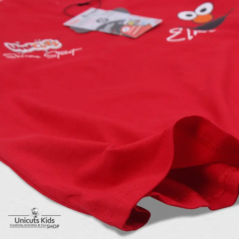 Kaos Baju Anak Sesamestreet Elmo 3 Sampai 10 Tahun Katun dari Unicuts / Baju Anak Sesamestreet / Kaos Laki-Laki dan Perempuan Merah 1