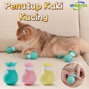 Vinnatsu 4 Pcs Sepatu Bot Hujan Anjing Silikon Kartun Hewan Peliharaan Sepatu Boots Hujan Anjing Pet Shoes Kucing Boots Tebal Anti Slip Anti Air