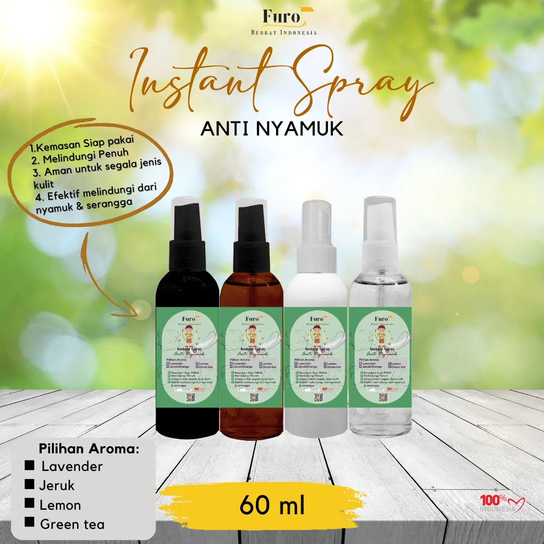 Anti Nyamuk Spray Cair Alami Fresh Segar dan Wangi Super Ampuh Kemasan 60ml Spray