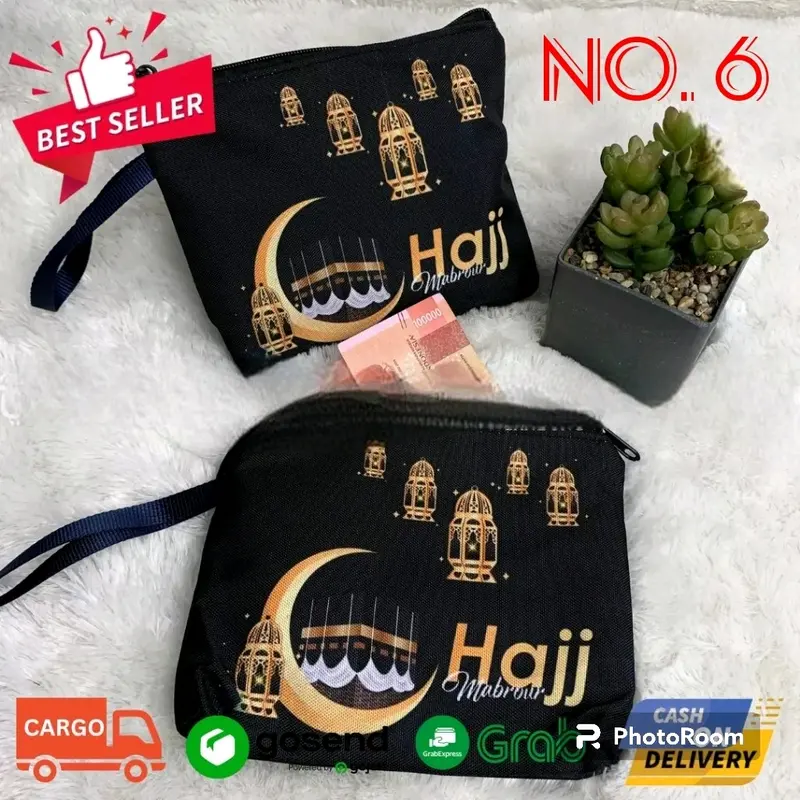 12pcs - Dompet Printing Oleh Oleh Haji Umroh Kanvas 8