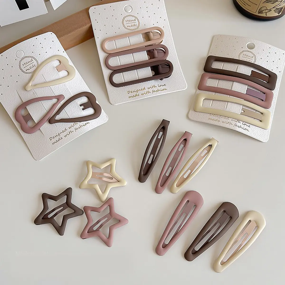 SECROMA 3Pcs/Set Girls Sweet Hairpin Coffee Bangs Clip Star Love Hairpin Fashion Ladies Hair Accessories