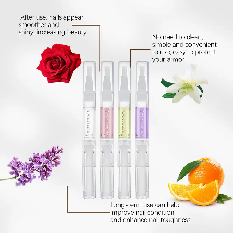 Nail Care Oil Pen, Moisturizing Nail Care Oil for Nail Strengthening, Nourishing Nail Care Product for Women & Girls 4