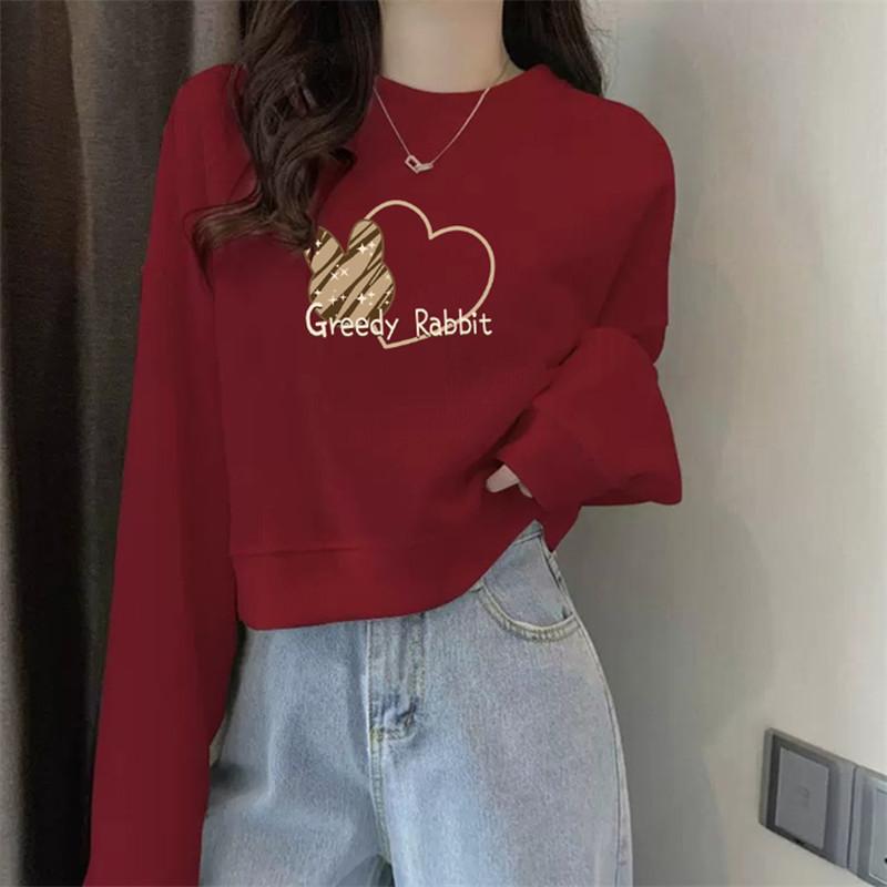 Áo Len Đỏ, Dành Cho Nữ, Bộ Sưu Tập Đầu Thu, Hàng Mới Về 2024, Ngắn Và Phổ Biến, Thời Trang, Áo Cổ Tròn, Thích Hợp Cho Mùa Xuân Và Mùa Thu, Vải Mỏng 0