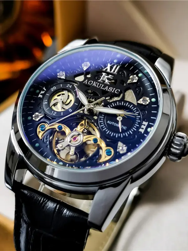 Men's Business Fashion Mechanical Watch, Fashion Watch with Luminous Dial & Analog Display, Trendy Watch for Daily Life 0