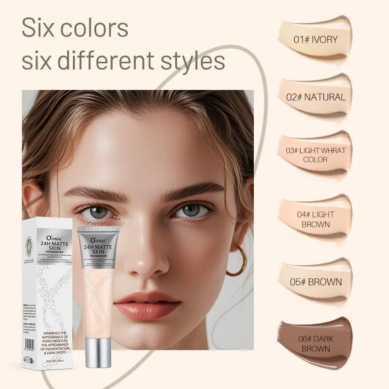 Long Lasting Matte Foundation, 1 Count Oil Control Moisturizing Foundation, Full Coverage Flawless Makeup Cream, Makeup Product for Women & Girls, Cosmetic 3