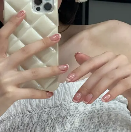 M-G169 French kotak Pendek Kuku Palsu / Fake Nail Free Lem Gel/Jelly dan Sticker Lucu 2