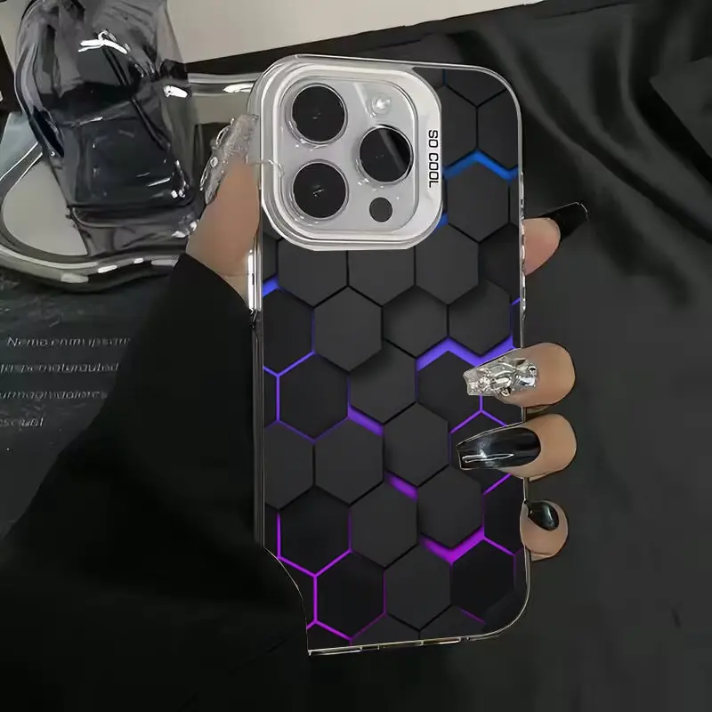 For iPhone XR X/XS XS Max 7 Plus/8 Plus 11 11 Pro 11 Pro Max 12 12 Pro 12 Pro Max 13 13 Pro 13 Pro Max 14 14 Pro 14 Pro Max 14plus/15 Plus 15 15 Pro 15 Pro Max case Cover Casing telepon IMD pola sarang lebah berteknologi tinggi 5
