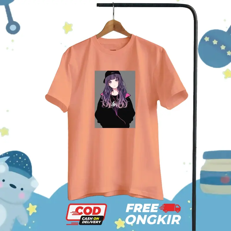 BAJU KAOS ANAK PEREMPUAN LENGAN PENDEK OVERSIZE GIRL USIA 10-13 TAHUN D404 Fashion 3