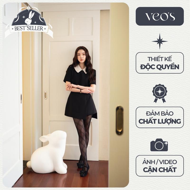 [VEO'S] MOCHA JUMPSUITS - Jumpsuits Nữ Ngắn Tay Thiết Kế Giả Váy Cổ Cách Điệu Tiểu Thư Thanh Lịch Đi Làm Đi Chơi Màu Đen, Be