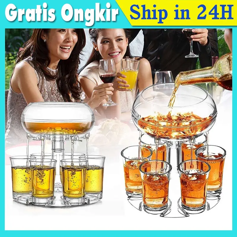 6 Shot Glass Dispenser Holder Party Beverage Drinking Games Bar Cocktail Wine Quick Filling Tool Carrier Caddy Liquor Dispenser 0