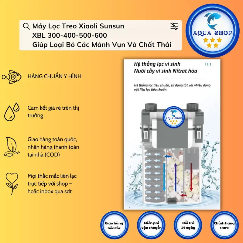 Máy Lọc Treo Xiaoli Sunsun XBL 300-400-500-600 Giúp Loại Bỏ Các Mảnh Vụn Và Chất Thải 5