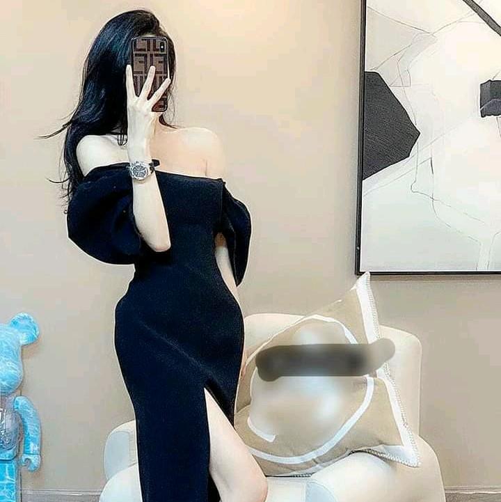 Đầm body xe tà cổ vuông chất cát nhật co giản tốt  Dress Women Nữ 1