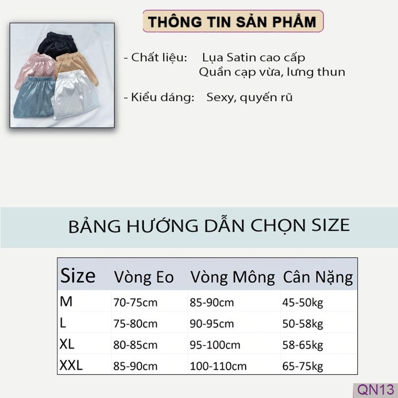 Quần Đùi Ngủ Nữ Lụa Bóng Chất Dày Cạp chun VISYHAN QN13 Nhung Women Voi Kem Áo 2