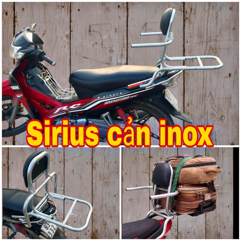 Baga phượt lắp cho xe Sirius thường, cản Rin trắng inox, lưu ý chọn đúng mẫu xe giúp shop Phụ Tùng Phụ Kiện