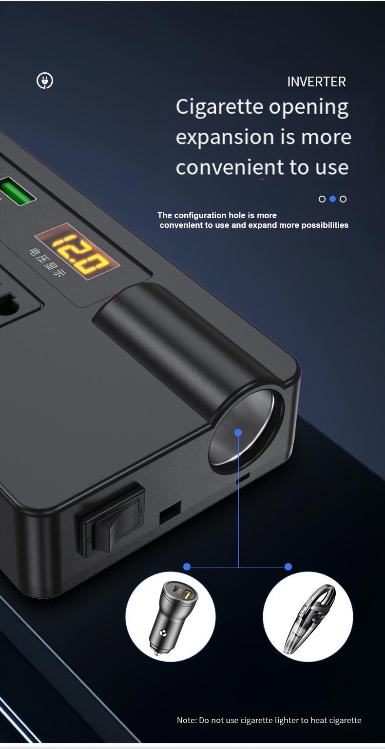 Product Introduction of New car inverter 12v 24v to 220V fast charger USB + PD car power socket converter multifunctional electronic 10