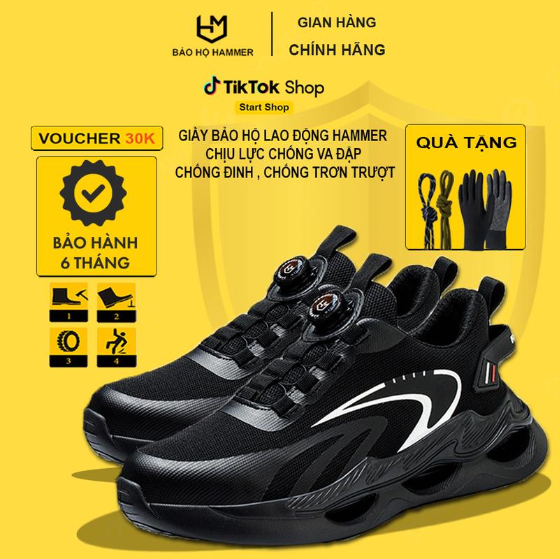  Giày Bảo Hộ HAMMER - Thiết Kế Thông Minh   Mũi Thép   Lót Kevlar Chống Đinh   Chống Trơn Trượt   An Toàn Bảo Hộ   Siêu Bền   Thời Trang 