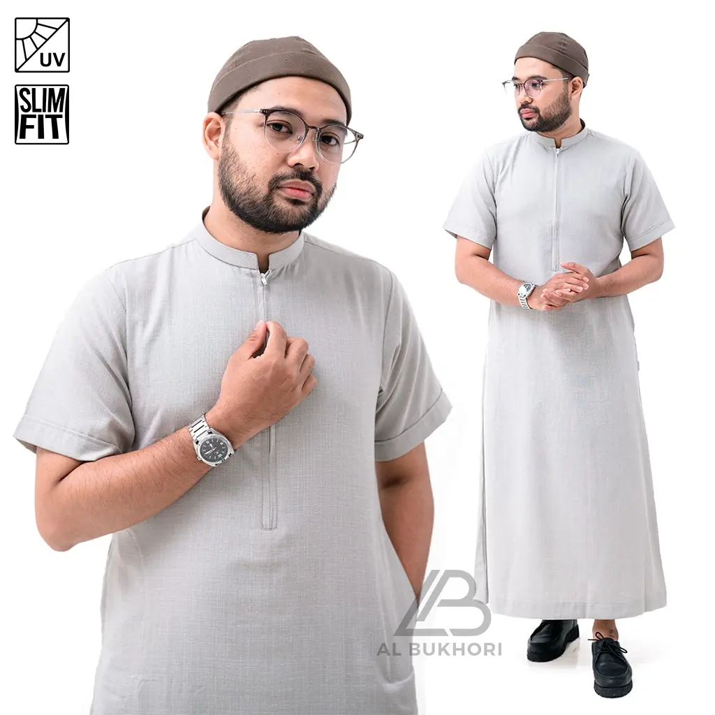 Al Bukhori - Anti UV Jubah Gamis Thobe Slimfit Pria Dewasa Premium Lengan Pendek - Jubah Abbas