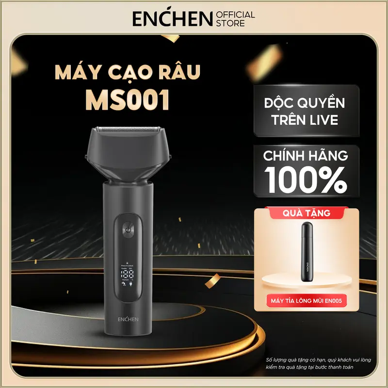 Máy cạo râu Enchen MS001 3 lưỡi dao linh hoạt, động cơ cạo mạnh mẽ chống nước toàn thân - BH 6 tháng 0