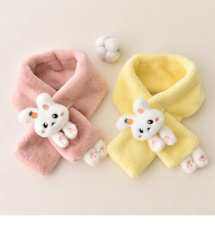 Product Introduction of Korean Women's Lovely Cartoon Rabbit Rabbit Fur Cross Plush Scarf Girl's Winter Neck Protection Thick Warm Fake Neck Bib 6