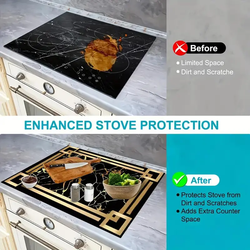 Luxury Style Kitchen Countertop Mat, Non-slip Dust-proof Kitchen Countertop Mat, Kitchen Decor Supplies for Table, Stove, Washer, Fridge, Dishwasher 2