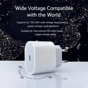Charger 20W USB Type C EU Plug Fast Charging Adapter CE Certified Universal untuk iPhone 15/16/17 Series & Perangkat USB-C Lainnya