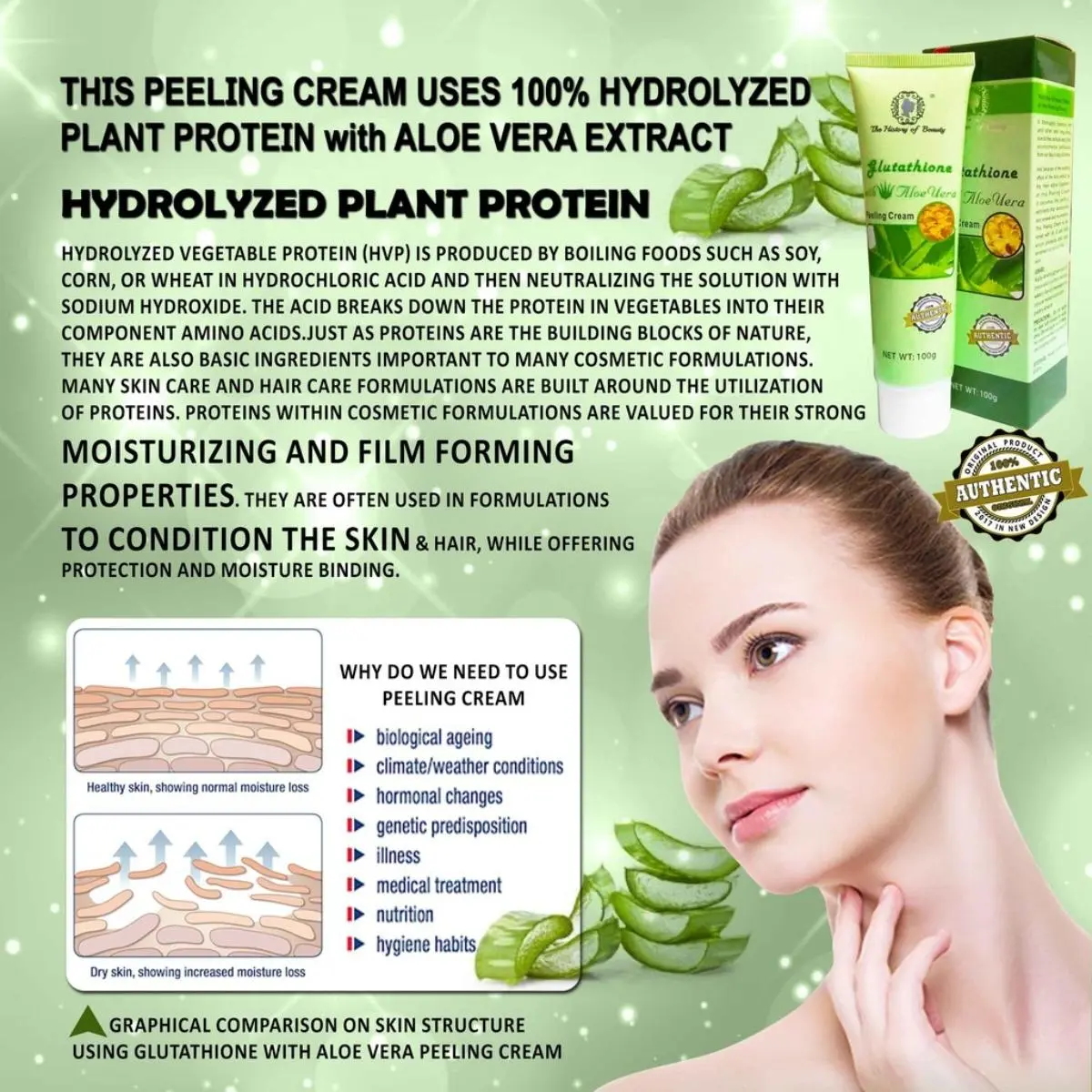 Glutathione With Aloe Vera Magic Peeling Cream Skincare Body Care