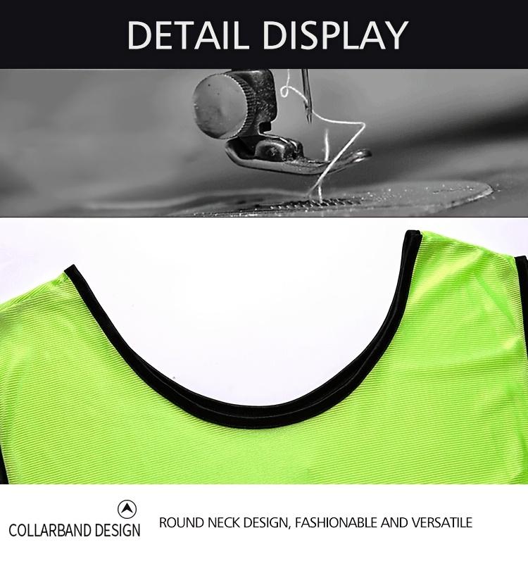 Product Introduction of 12-Pack Adult Sports Training Vests, Crew Neck Polyester Football Team Uniforms, All-Season Knit Fabric Activity Tops with Lace-Up Detail, Regular Fit Solid Color Teamwear 7