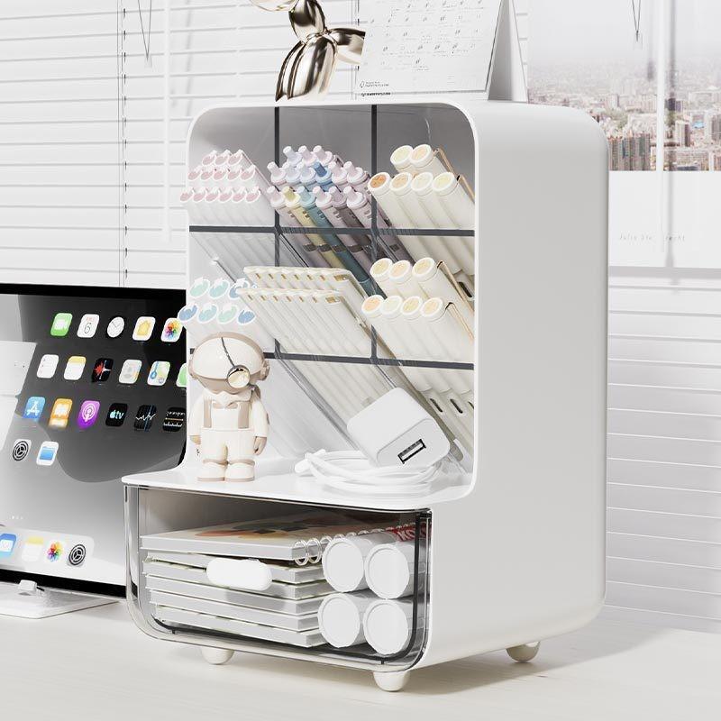 Desk Pen Holder, 1 Count Large Capacity Stationery Storage Box, Desk Organizer for Student Desks, Writing Desks, and Office Desks, Desktop Organization, Office Supplies 0