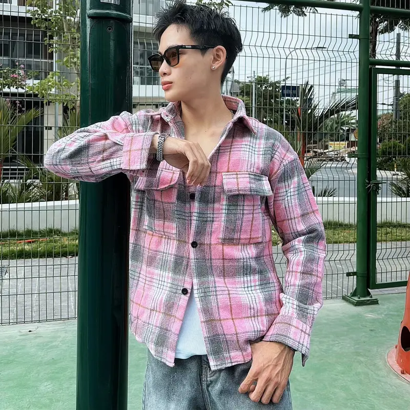 Áo Sơ Mi Khoác FLANNEL JACKET Caro Chất Vải Dày Mr Smile 99 Shop SM121 Menswear 8