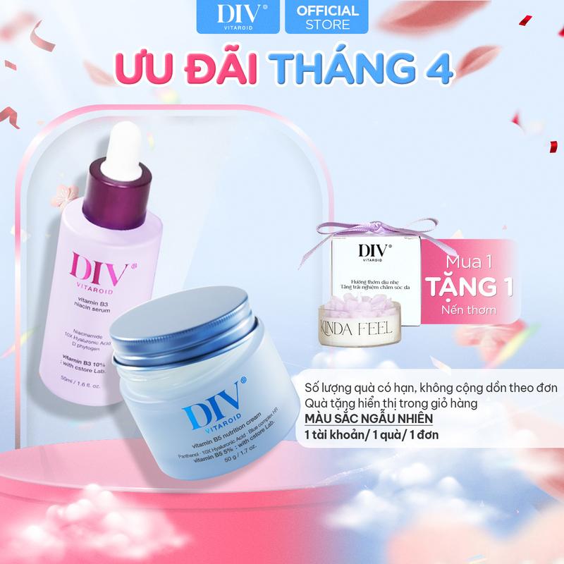 Bộ Đôi Dưỡng Sáng Cấp Ẩm Làm Dịu Da 5% Panthenol Vitamin B5 Và 10% Niacinamide Vitamin B3 DIV [Serum 50ml + Kem Dưỡng 50gram]