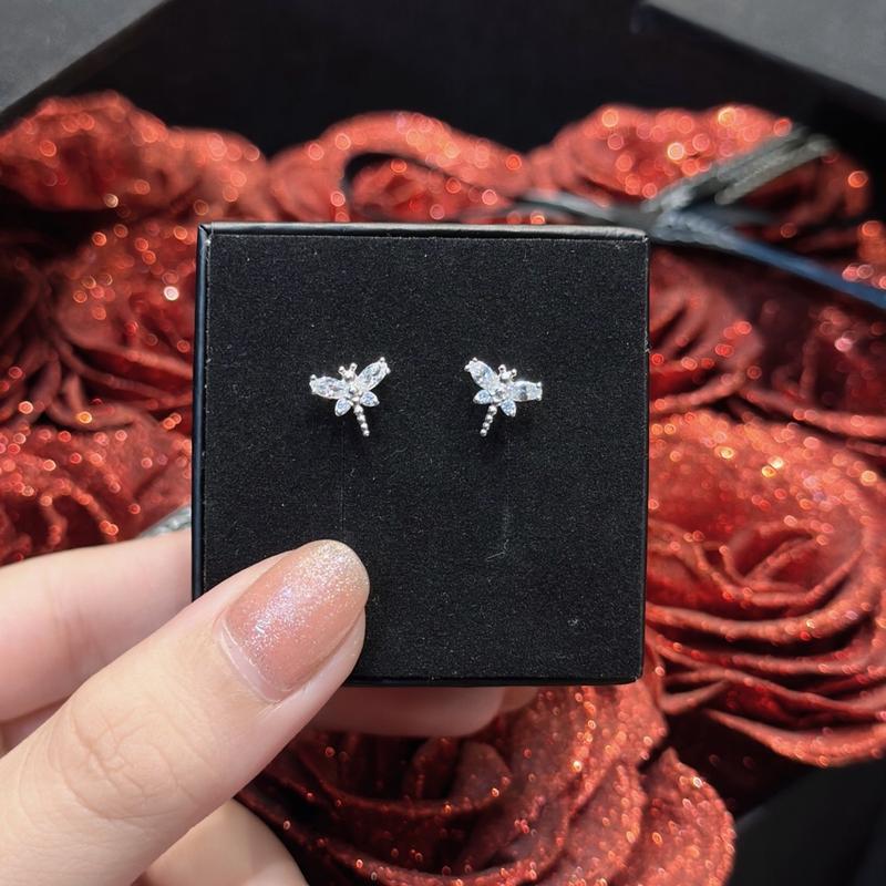 Phụ Kiện Bông Tai Bạc Con Chuồn Chuồn Chui Đẩy (B002) KHÔNG XI KIM