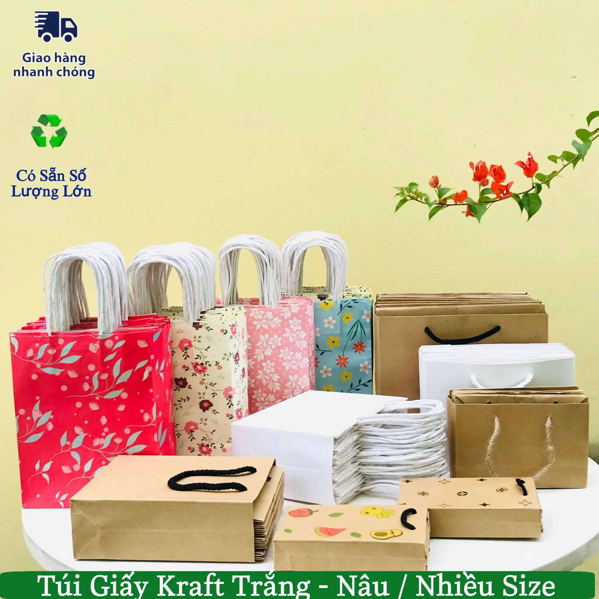 (Combo 10 túi size nhỏ và trung  ) Túi kraft có quai đủ màu sắc đủ size dày và chắc chắn, túi giấy kraft bảo vệ môi trường đựng quà tặng quần áo mỹ phẩm
