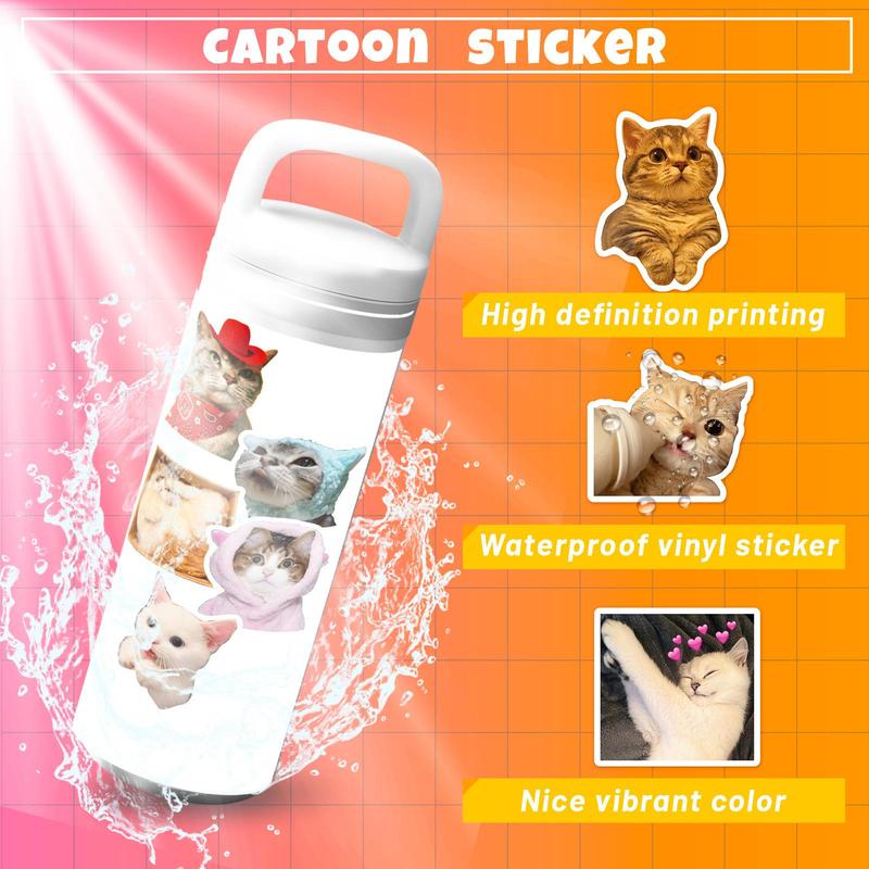 Product Introduction of Cartoon Cat Pattern DIY Sticker, Waterproof Self Adhesive Decor Paper, Graffiti Sticker, Decorative Sticker for Car Motorcycle Bicycle Gift Greeting Card Water Bottle Laptop Phone 7
