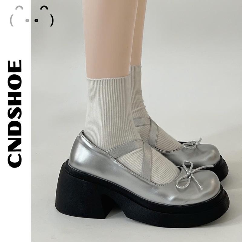 Giày Oxford Ruffian Bale Cao Gót Quai Chéo Thắt Nơ 7CM Nữ Shoes Đế Cao Jean Cổ Cao Nhung mary jane len Cao Su loli tiểu thư bup be xinh de 7 phân giầy nữ mẫu mới 2025