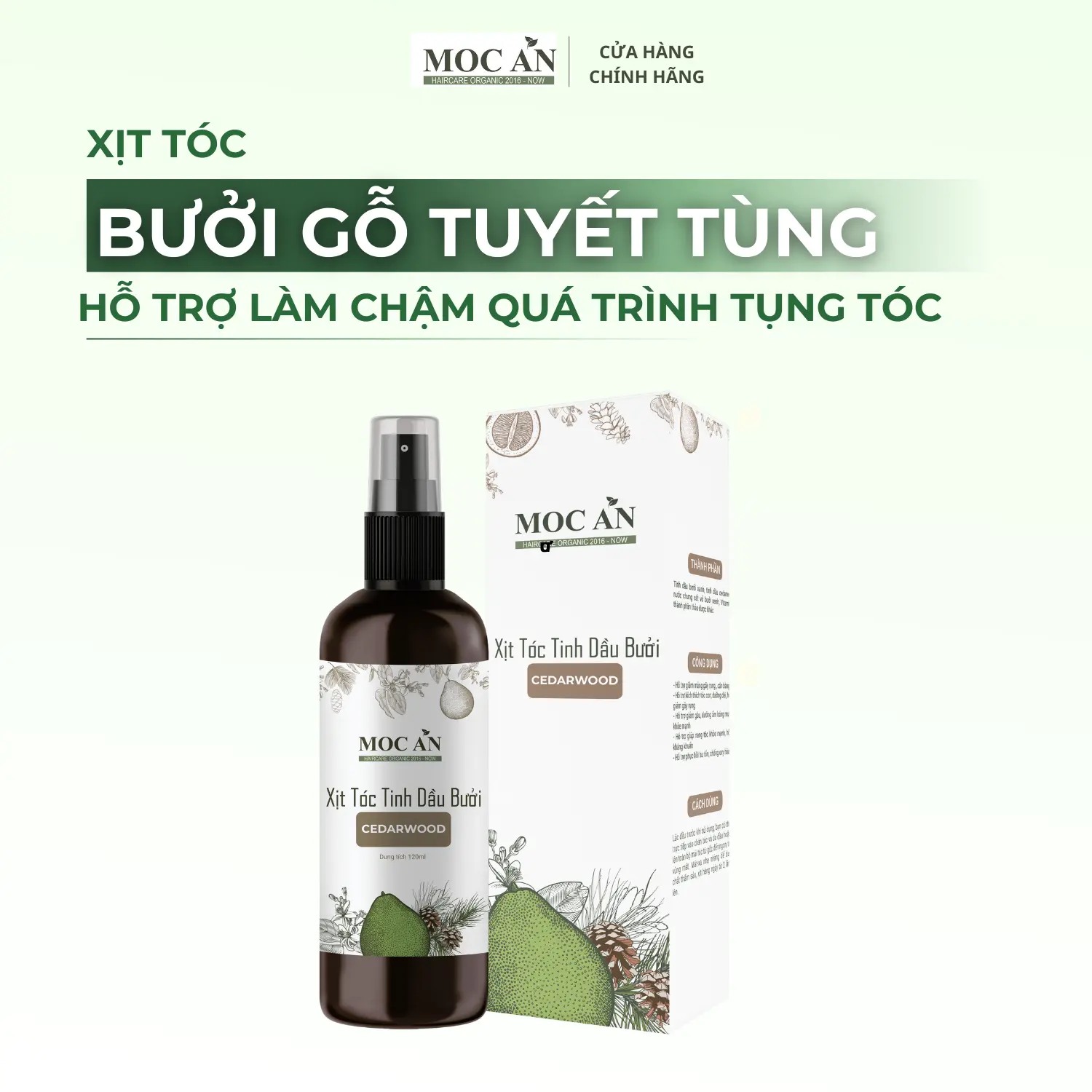 Xịt Dưỡng Tóc Tinh Dầu Bưởi Gỗ Tuyết Tùng ( Cedarwood )  Mộc Ân Haircare 120ml