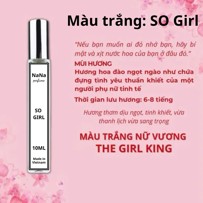 Nước hoa nữ NANA SO GIRL chai 10ml lưu hương 6-8H, tinh dầu nước hoa nữ hương thơm tươi mát ngọt ngào quyến rũ 3