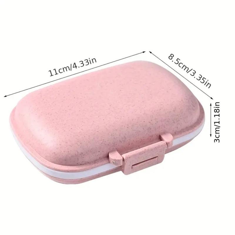 Product Introduction of Portable 8-compartment Pill Box, 1 Count Pill Container with Removable Lid & Lock, Household Pill Organizer for Daily Care  Medicine, Supplement, Vitamin, Fish Oils 12