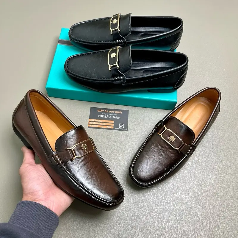 Giày Lười Moca Da Cao Cấp Đế Caosu Khâu May Gầm Đế Loafer Shoes Nam 1
