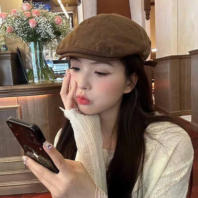 Mũ Beret Mỏ Vịt Phong Cách Retro Thời trang Hàn Quốc Mũ nồi vải lanh cotton mới cao cấp nam nữ
