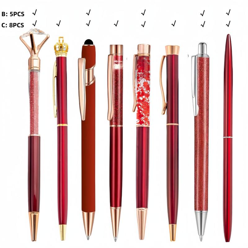 Glitter Ballpoint Pen Set, 1 Set Artificial Diamond Pen, Creative Metal Pen for Students, Wedding Desk Supplies Gift, Easter Gifts 2