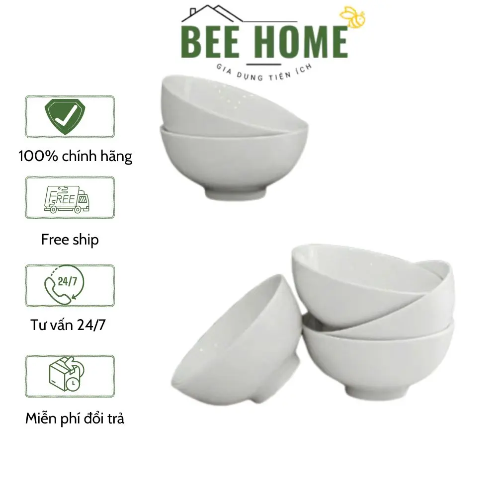 Bát đĩa chấm sứ trắng chén dĩa để gia vị nước mắm hoạ tiết tinh xảo BEE HOME