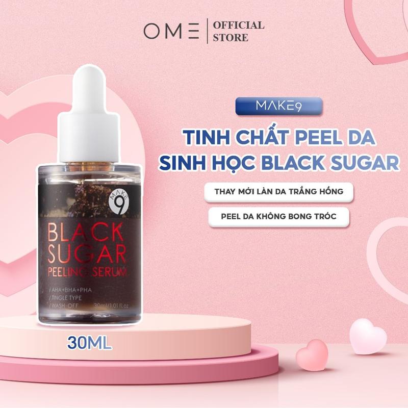 Tinh Chất Peel Da Tái Tạo Da Sinh Học Black Sugar Peeling Serum 30ml Make9 Giúp Tẩy Tế Bào Chết, Làm Sạch Lỗ Chân Lông | Skincare Nữ  Women Sen Làm Đẹp Da