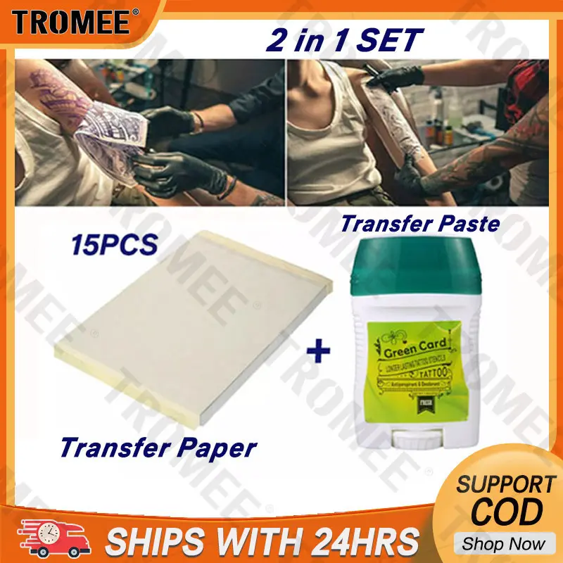 Giấy chuyển hình xăm, Tromee, 15 CÁI, Giấy khuôn cho bộ gel chuyển hình xăm, Kiềm khuôn chuyên nghiệp, Gel giải pháp da hình xăm, Phụ kiện đồ dùng hình xăm, ws014