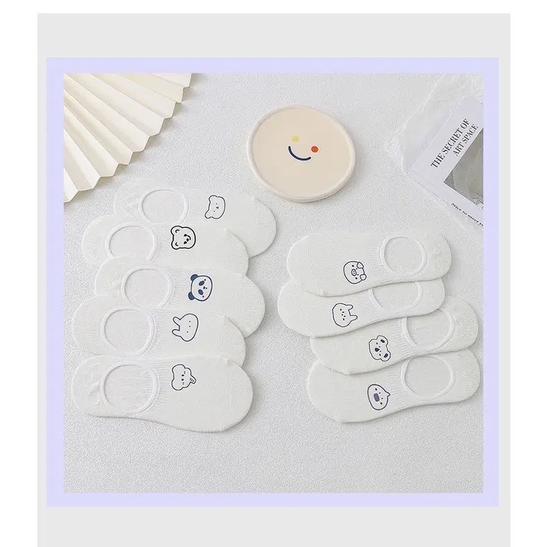 Tất trắng cổ thấp, vớ lười cotton trắng hình động vật dễ thương phong cách Hàn Quốc cho nữ LinLin’s Room 3