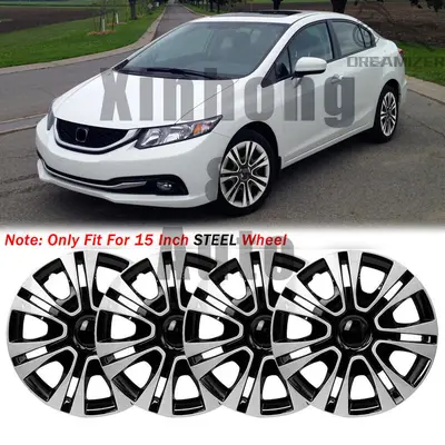 Set Of 4 Silver Bolt-On Hubcaps For 2006-2011 Honda Civic 16" Wheels